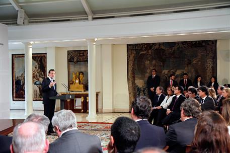 15/12/2014. Intervención de Rajoy tras la firma del Acuerdo para la Activación del Empleo. El presidente del Gobierno, Mariano Rajoy, durant...
